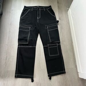 MENS VICTORIOUS BAGGY SKATER BLACK JEANS Y2K SIZE 34x30